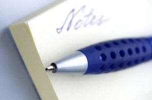 Keep a pen handy to jot down topics for your blog.